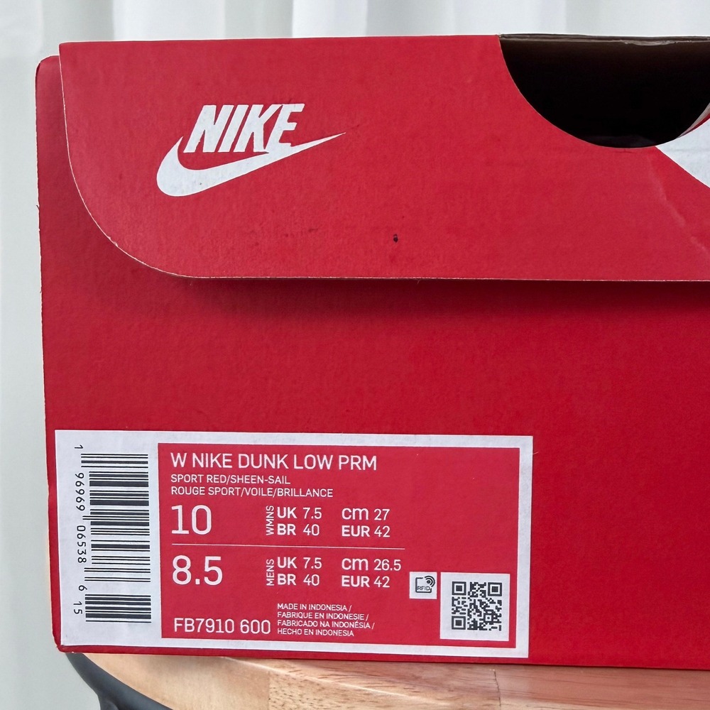 Nike Dunk Low PRM Sport‎ Red Pink White Women's 10 Men's 8.5 - Picture 2 of 6